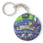 Wheaten Terrier senses smiling moon Keychain