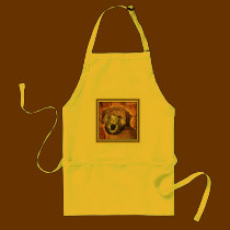 WHEATEN TERRIER: WET PUPPY (Brown Bkgd) aprons
