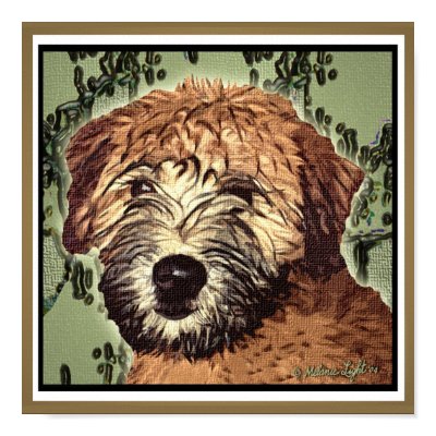 WHEATEN TERRIER: WET PUPPY (Green Bkgd) Posters by wheatenterrier