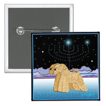 "Wheaten Terriers at Chanukah" Pinback Button