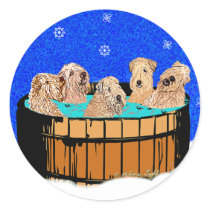 WHEATEN TERRIERS IN HOT TUB stickers