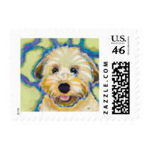 Wheatens Go Beyond Cute fun colorful dog art postage
