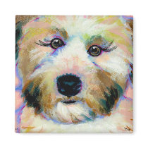 Wheatens Mean Business fun unique dog art painting magnets
