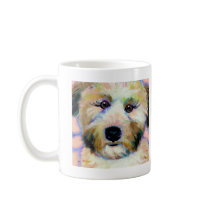 Wheatens Mean Business fun unique dog art painting mugs