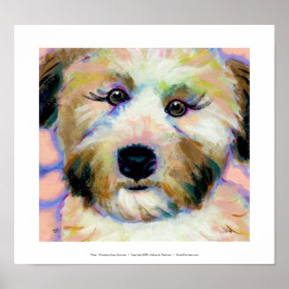 Wheatens Mean Business fun unique dog art painting print