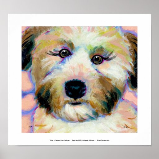 Wheatens Mean Business fun unique dog art painting Poster Zazzle