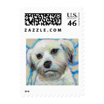 Wheatens Understand Irony fun colorful dog art stamps
