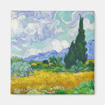 Wheatfield with Cypresses, Vincent Van Gogh Refrigerator Magnet