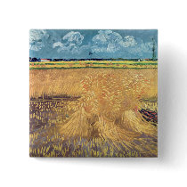 Wheatfield with Sheaves, 1888 Pinback Button