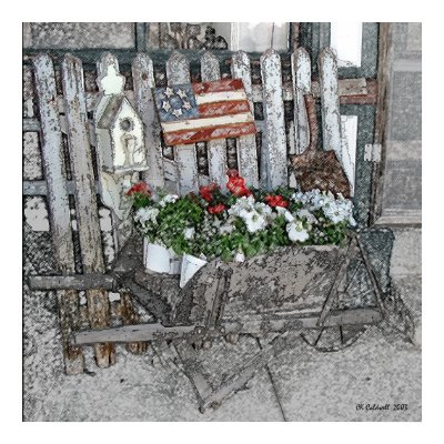 Wheelbarrow Flowers Poster by StarLily