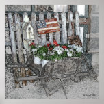 Wheelbarrow Flowers Poster