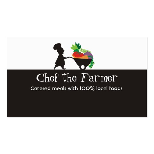 wheelbarrow man chef giant vegetables business ... business card (front side)