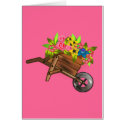 Wheelbarrow/ wagon filled with flowers cards