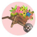 Wheelbarrow/ wagon filled with flowers stickers