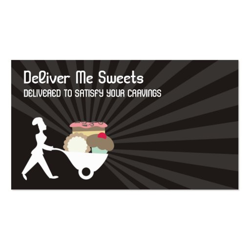 wheelbarrow woman baker giant sweets business c... business cards