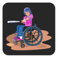 Wheelchair Girl Ball.png Square Sticker