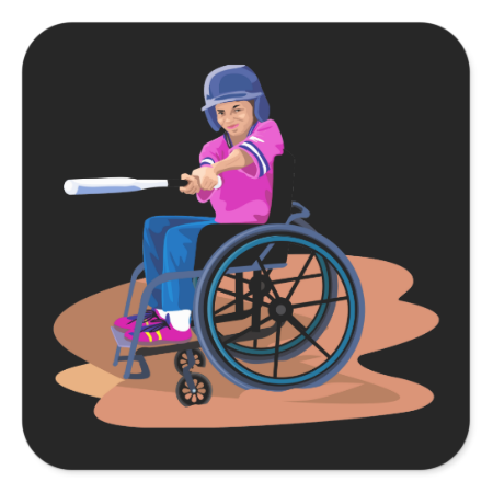 Wheelchair Girl Ball.png Square Sticker