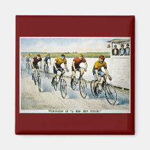 Wheelmen in a "Red Hot Finish." Fridge Magnets