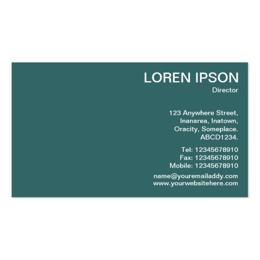 Wheels of Industry - Moss Green and White Business Card Templates (back side)