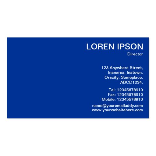 Wheels of Industry - Navy Blue and White Business Card (back side)