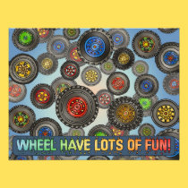 Wheels Tires Car Truck Theme Kids Party Invitation invitations