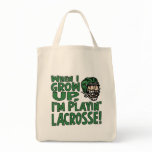 When I Grow Up I'm Playing Lacrosse Green Helmet Canvas Bags