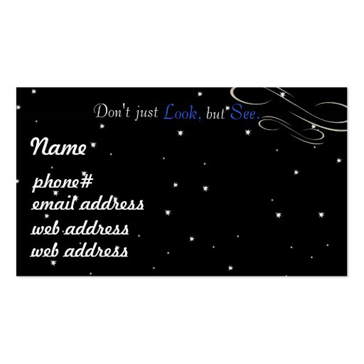 When it's dark enough you can see the stars business card template (back side)