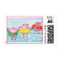 When Piglets Float  - Swimming Pigs postage