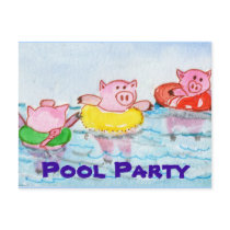 When Piglets Float  - Swimming Pigs postcards