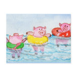 When Piglets Float  - Swimming Pigs Postcards