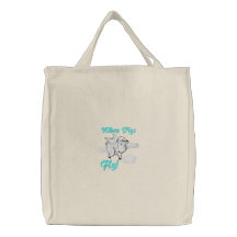 When Pigs Fly Cute Piggy Embroidered Bag