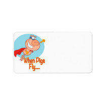 when pigs fly super hero flying piggy pig cartoon personalized address labels