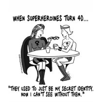 When Superheroines Turn 40 Ladies Petite T-Shirt