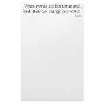 When words are both true and kind... stationery design