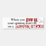 When you grow up, your opinion won't fit on a bump bumper sticker