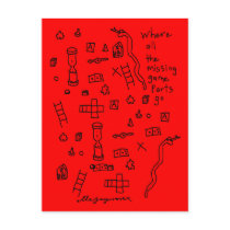 Where All The Missing Game Parts Go postcards by ellejayerose Where All The Missing Game Parts Go postcards