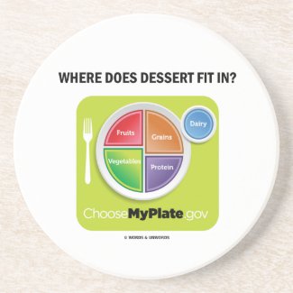 Where Does Dessert Fit In? (MyPlate Humor) Coaster