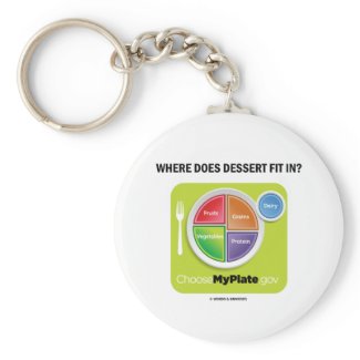 Where Does Dessert Fit In? (MyPlate Humor) Key Chain