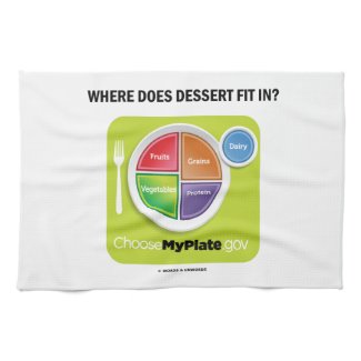 Where Does Dessert Fit In? (MyPlate Humor) Hand Towel