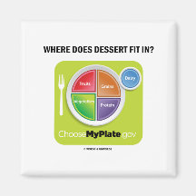 Where Does Dessert Fit In? (MyPlate Humor) Magnets