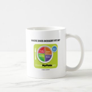 Where Does Dessert Fit In? (MyPlate Humor) Classic White Coffee Mug