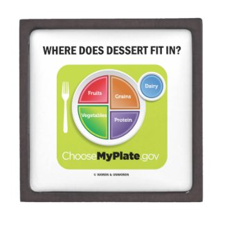 Where Does Dessert Fit In? (MyPlate Humor) Premium Trinket Box
