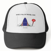 Where I Fall On The Bell Curve I Am Here Trucker Hat