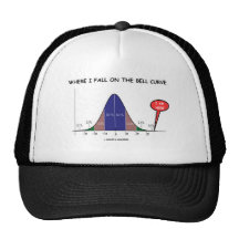 Where I Fall On The Bell Curve I Am Here Trucker Hat