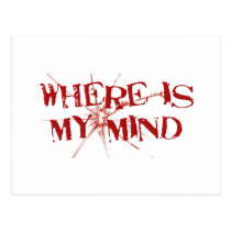Where Is My Mind - Cracked Glass Red Messy Letters postcards