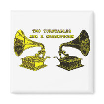 where it's at, two turntables and a gramophone magnets by pollyparrett where it's at, two turntables and a gramophone magnets