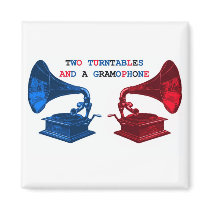 where it's at, two turntables and a gramophone magnets by pollyparrett where it's at, two turntables and a gramophone magnets