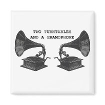 where it's at, two turntables and a gramophone magnets by pollyparrett where it's at, two turntables and a gramophone magnets