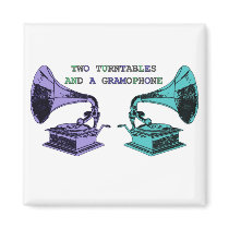 where it's at, two turntables and a gramophone magnets by pollyparrett where it's at, two turntables and a gramophone magnets