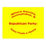 Where Racists, Homophobes, & Hate Postcard